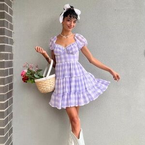 Princess Polly Danny Gingham Lilac Mini Dress